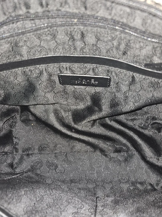 Michael Kors Jet Set Travel Brown MK Signature Tote Black Trim Gold Medallion - Picture 7 of 9